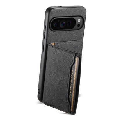 For Google Pixel 10 Pro / 10 Calf Texture Card Bag Design Full Coverage Phone Case(Black) - Google Cases by buy2fix | Online Shopping UK | buy2fix