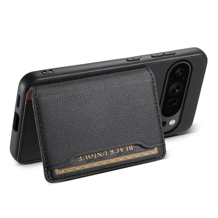 For Google Pixel 10 Pro / 10 Calf Texture Card Bag Design Full Coverage Phone Case(Black) - Google Cases by buy2fix | Online Shopping UK | buy2fix