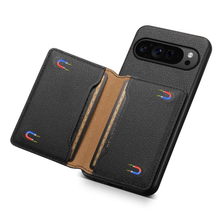For Google Pixel 10 Pro / 10 Calf Texture Card Bag Design Full Coverage Phone Case(Black) - Google Cases by buy2fix | Online Shopping UK | buy2fix