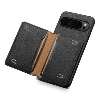 For Google Pixel 10 Pro / 10 Calf Texture Card Bag Design Full Coverage Phone Case(Black) - Google Cases by buy2fix | Online Shopping UK | buy2fix