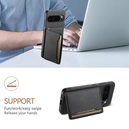 For Google Pixel 10 Pro / 10 Calf Texture Card Bag Design Full Coverage Phone Case(Black) - Google Cases by buy2fix | Online Shopping UK | buy2fix