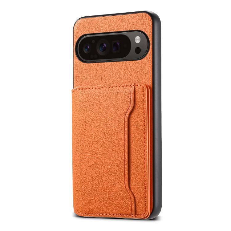 For Google Pixel 10 Pro / 10 Calf Texture Card Bag Design Full Coverage Phone Case(Orange) - Google Cases by buy2fix | Online Shopping UK | buy2fix