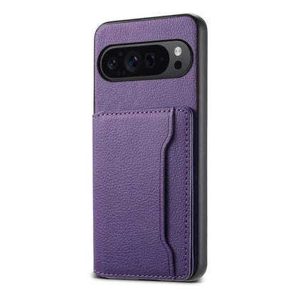 For Google Pixel 10 Pro / 10 Calf Texture Card Bag Design Full Coverage Phone Case(Purple) - Google Cases by buy2fix | Online Shopping UK | buy2fix