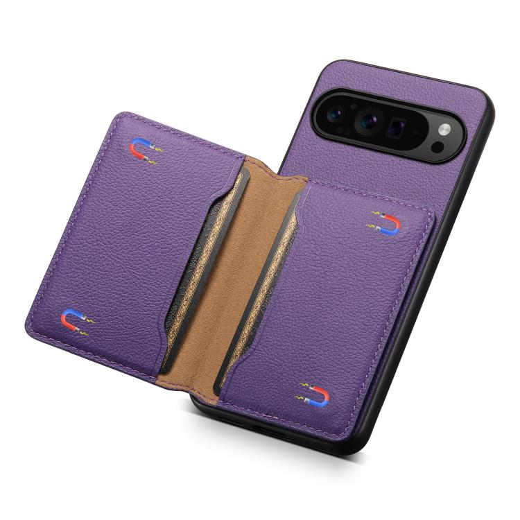 For Google Pixel 10 Pro / 10 Calf Texture Card Bag Design Full Coverage Phone Case(Purple) - Google Cases by buy2fix | Online Shopping UK | buy2fix
