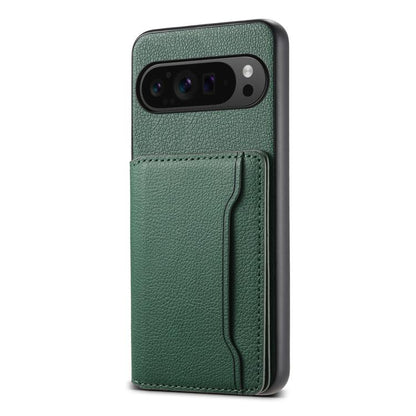 For Google Pixel 10 Pro / 10 Calf Texture Card Bag Design Full Coverage Phone Case(Green) - Google Cases by buy2fix | Online Shopping UK | buy2fix