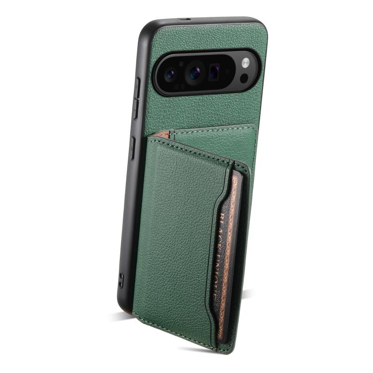 For Google Pixel 10 Pro / 10 Calf Texture Card Bag Design Full Coverage Phone Case(Green) - Google Cases by buy2fix | Online Shopping UK | buy2fix