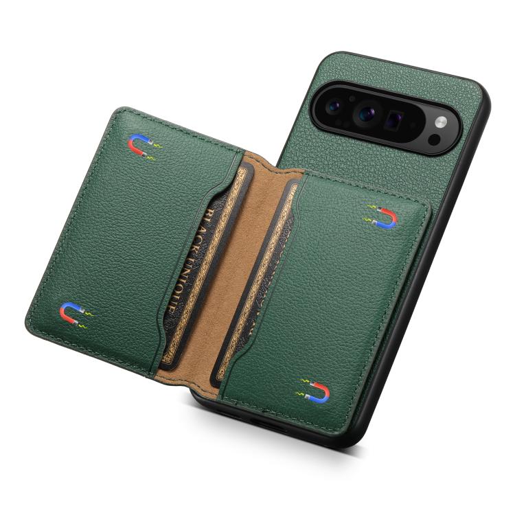 For Google Pixel 10 Pro / 10 Calf Texture Card Bag Design Full Coverage Phone Case(Green) - Google Cases by buy2fix | Online Shopping UK | buy2fix