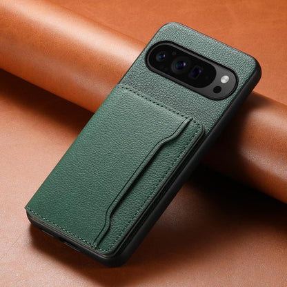 For Google Pixel 10 Pro / 10 Calf Texture Card Bag Design Full Coverage Phone Case(Green) - Google Cases by buy2fix | Online Shopping UK | buy2fix
