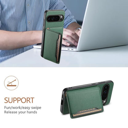 For Google Pixel 10 Pro / 10 Calf Texture Card Bag Design Full Coverage Phone Case(Green) - Google Cases by buy2fix | Online Shopping UK | buy2fix