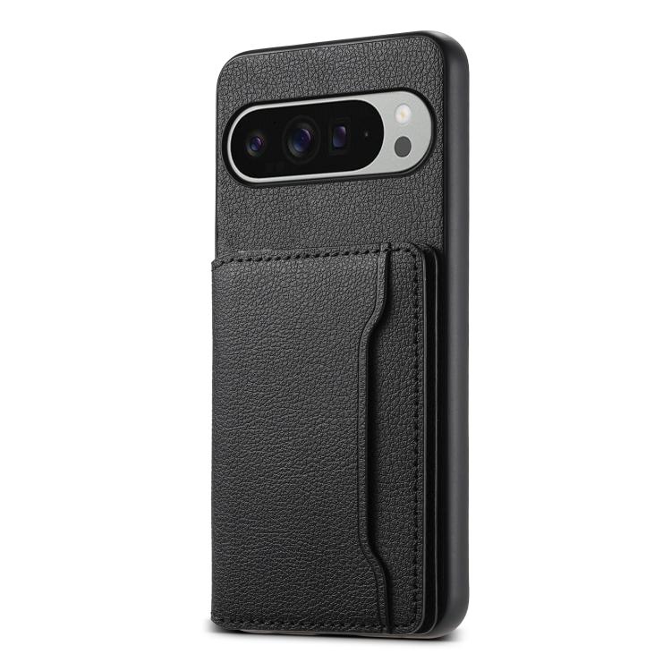 For Google Pixel 10 Pro XL Calf Texture Card Bag Design Full Coverage Phone Case(Black) - Google Cases by buy2fix | Online Shopping UK | buy2fix