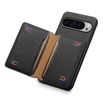 For Google Pixel 10 Pro XL Calf Texture Card Bag Design Full Coverage Phone Case(Black) - Google Cases by buy2fix | Online Shopping UK | buy2fix