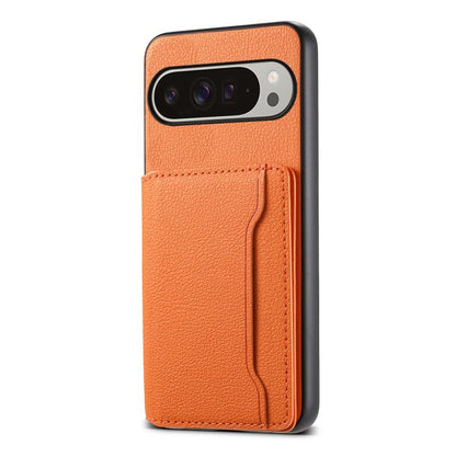 For Google Pixel 10 Pro XL Calf Texture Card Bag Design Full Coverage Phone Case(Orange) - Google Cases by buy2fix | Online Shopping UK | buy2fix