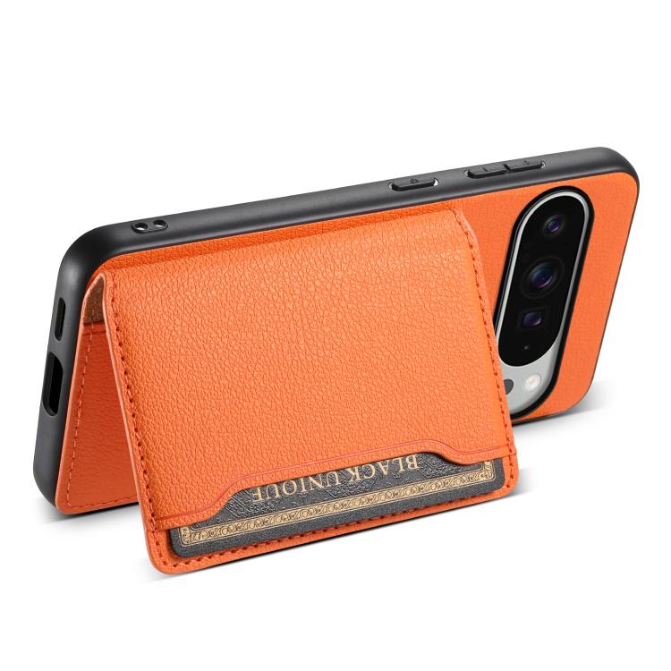 For Google Pixel 10 Pro XL Calf Texture Card Bag Design Full Coverage Phone Case(Orange) - Google Cases by buy2fix | Online Shopping UK | buy2fix