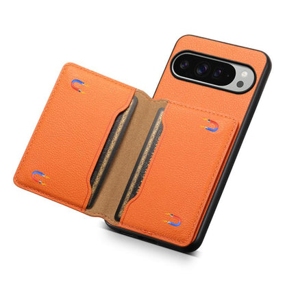 For Google Pixel 10 Pro XL Calf Texture Card Bag Design Full Coverage Phone Case(Orange) - Google Cases by buy2fix | Online Shopping UK | buy2fix