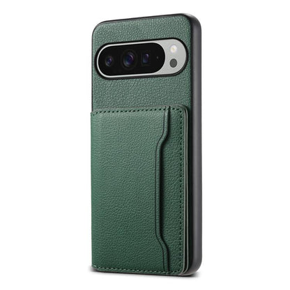 For Google Pixel 10 Pro XL Calf Texture Card Bag Design Full Coverage Phone Case(Green) - Google Cases by buy2fix | Online Shopping UK | buy2fix