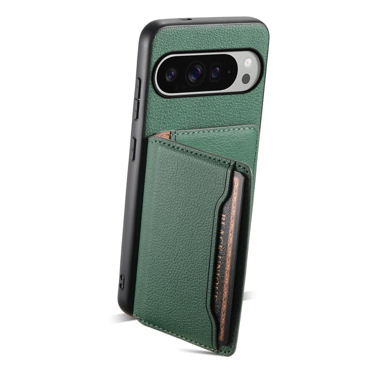 For Google Pixel 10 Pro XL Calf Texture Card Bag Design Full Coverage Phone Case(Green) - Google Cases by buy2fix | Online Shopping UK | buy2fix