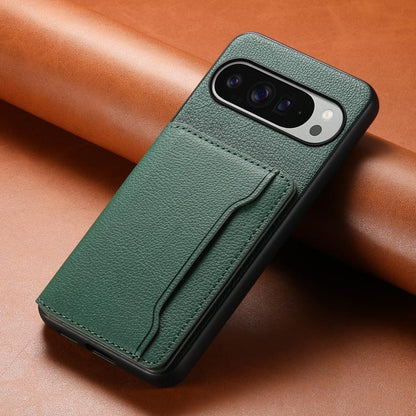 For Google Pixel 10 Pro XL Calf Texture Card Bag Design Full Coverage Phone Case(Green) - Google Cases by buy2fix | Online Shopping UK | buy2fix