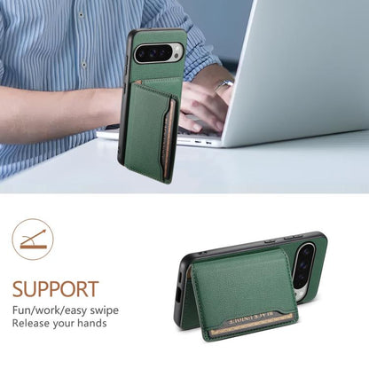 For Google Pixel 10 Pro XL Calf Texture Card Bag Design Full Coverage Phone Case(Green) - Google Cases by buy2fix | Online Shopping UK | buy2fix