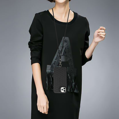 For iPhone 11 Pro Honeycomb Radiating Lens Holder Magsafe Phone Case with Lanyard(Black) by buy2fix