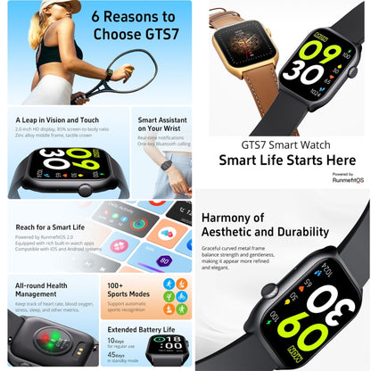 GTS7 2.0 inch Fitness Health Smart Watch, BT Call / Heart Rate / Blood Pressure / MET(Light Grey) by buy2fix