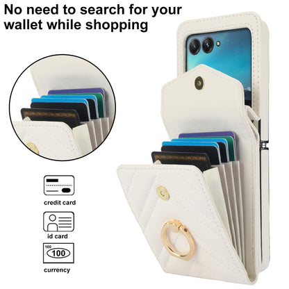 For Motorola Razr 40 Ultra / Razr 2023 V-shaped RFID Card Slot Phone Case with Ring Holder(White) by buy2fix