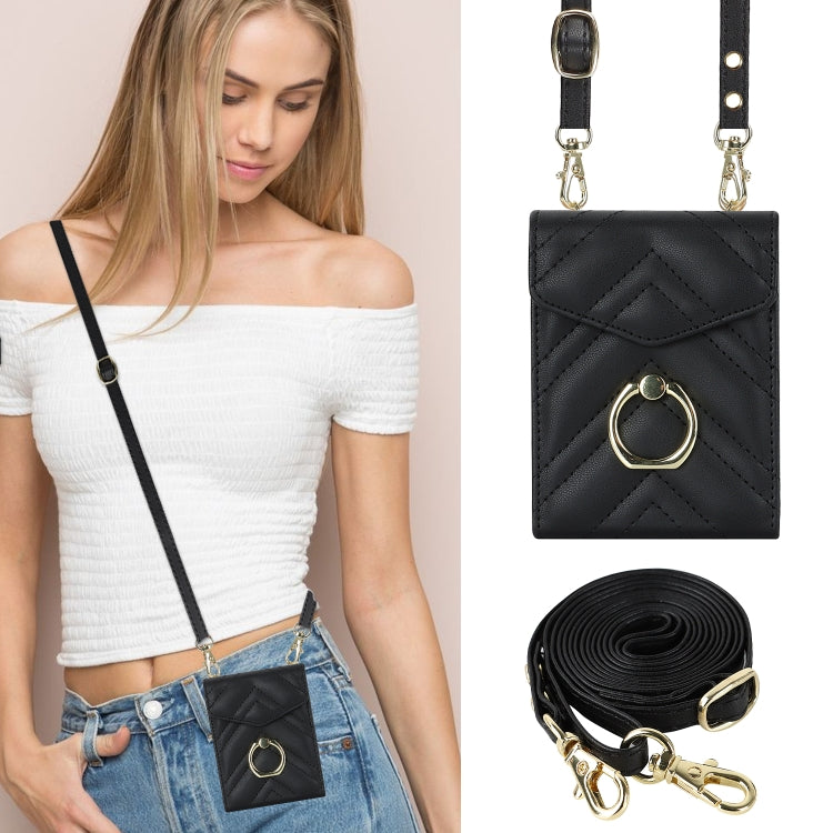 For Motorola Razr 40 V-shaped RFID Card Slot Phone Case with Ring Holder(Black) by buy2fix