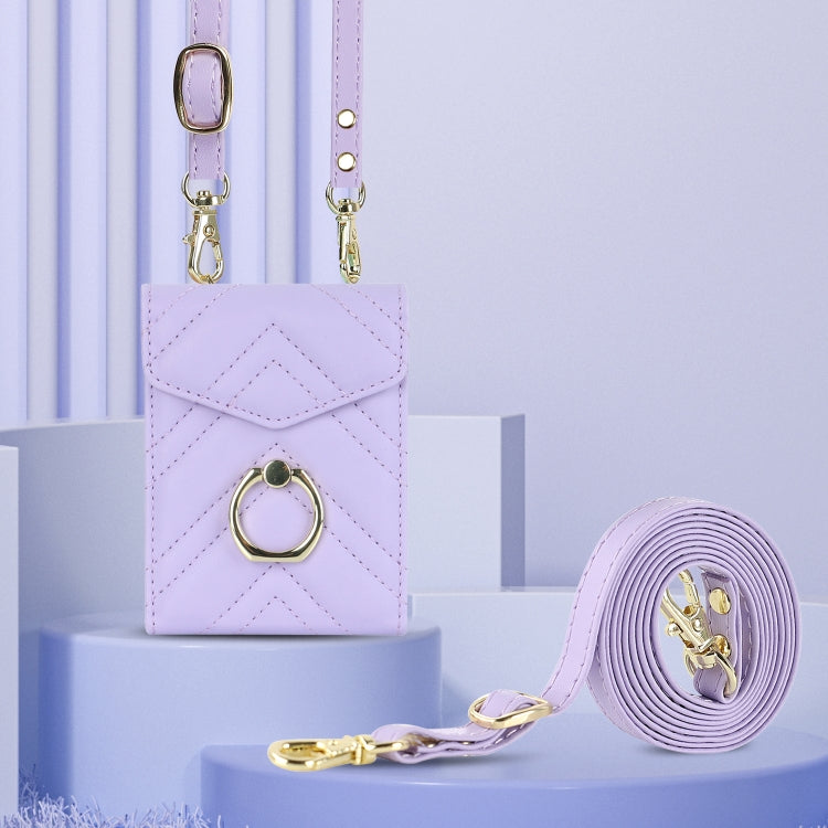 For Motorola Razr 40 V-shaped RFID Card Slot Phone Case with Ring Holder(Purple) by buy2fix