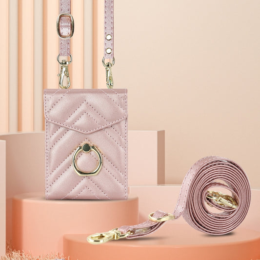 For Motorola Razr 40 V-shaped RFID Card Slot Phone Case with Ring Holder(Rose Gold) by buy2fix