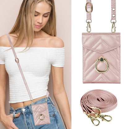 For Motorola Razr 40 V-shaped RFID Card Slot Phone Case with Ring Holder(Rose Gold) by buy2fix