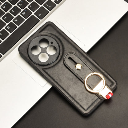 For OnePlus 13 Wristband Leather Back Phone Case(Black) by buy2fix