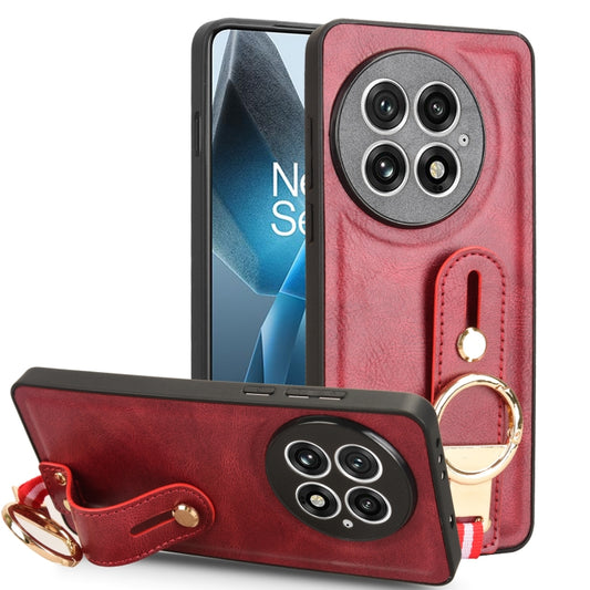 For OnePlus 13 Wristband Leather Back Phone Case(Red) by buy2fix