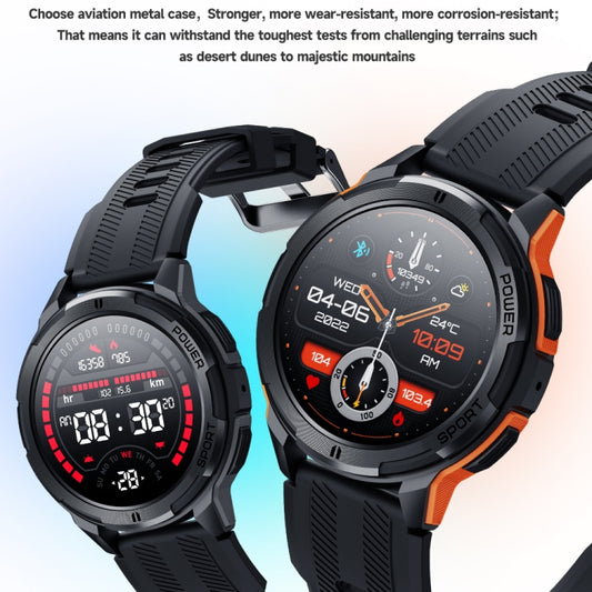LEMFO C25 1.43 inch HD Round Screen Outdoor Smart Watch Supports Blood Oxygen Detection/Sedentary Reminder(Black Orange) by LEMFO