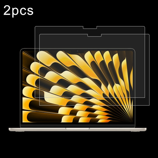 For Macbook Air 13.6 2023/2024/2025 2pcs 0.26mm 9H Surface Hardness Explosion-proof Tempered Glass Film