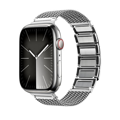 For Apple Watch Ultra 49mm Magnetic Clasp Braided Chain Stainless Steel Watch Band(Silver) - Watch Bands by buy2fix | Online Shopping UK | buy2fix