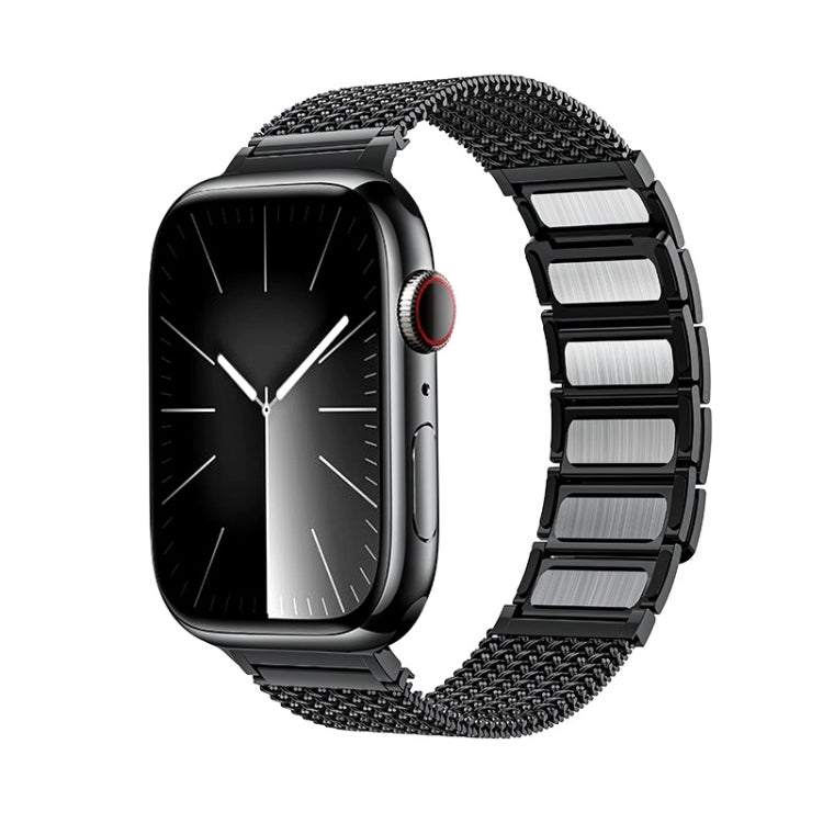 For Apple Watch Ultra 49mm Magnetic Clasp Braided Chain Stainless Steel Watch Band(Black) by buy2fix