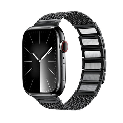 For Apple Watch Ultra 49mm Magnetic Clasp Braided Chain Stainless Steel Watch Band(Black) by buy2fix