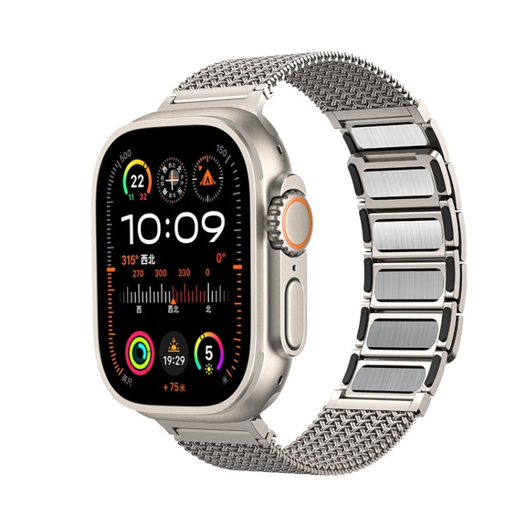 For Apple Watch Series 6 40mm Magnetic Clasp Braided Chain Stainless Steel Watch Band(Frosted Gold) by buy2fix