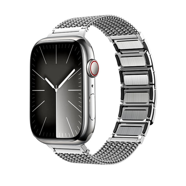 For Apple Watch 42mm Magnetic Clasp Braided Chain Stainless Steel Watch Band(Silver) by buy2fix