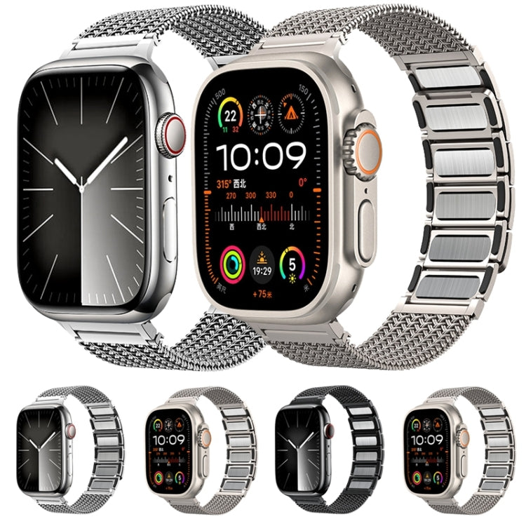 For Apple Watch Series 2 42mm Magnetic Clasp Braided Chain Stainless Steel Watch Band(Black) by buy2fix