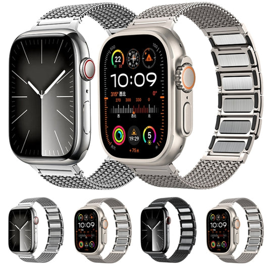 For Apple Watch Ultra 49mm Magnetic Clasp Braided Chain Stainless Steel Watch Band(Silver) by buy2fix