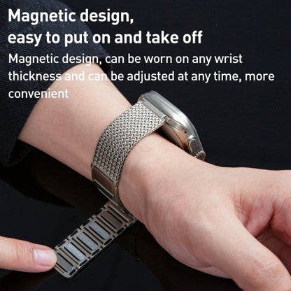 For Apple Watch Series 6 40mm Magnetic Clasp Braided Chain Stainless Steel Watch Band(Frosted Gold) by buy2fix