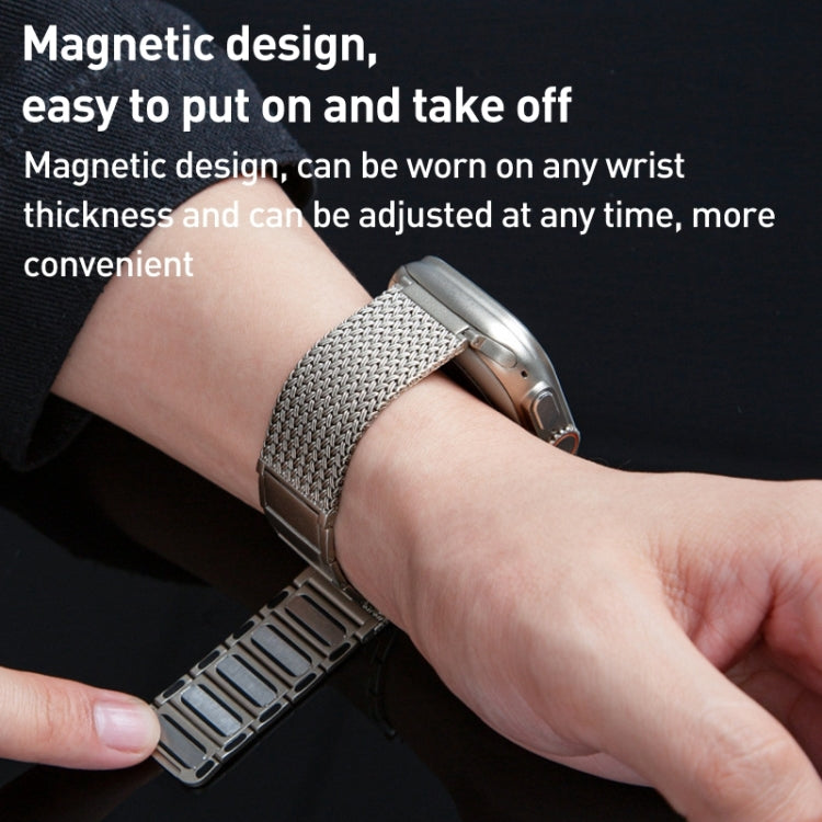 For Apple Watch Ultra 49mm Magnetic Clasp Braided Chain Stainless Steel Watch Band(Black) by buy2fix