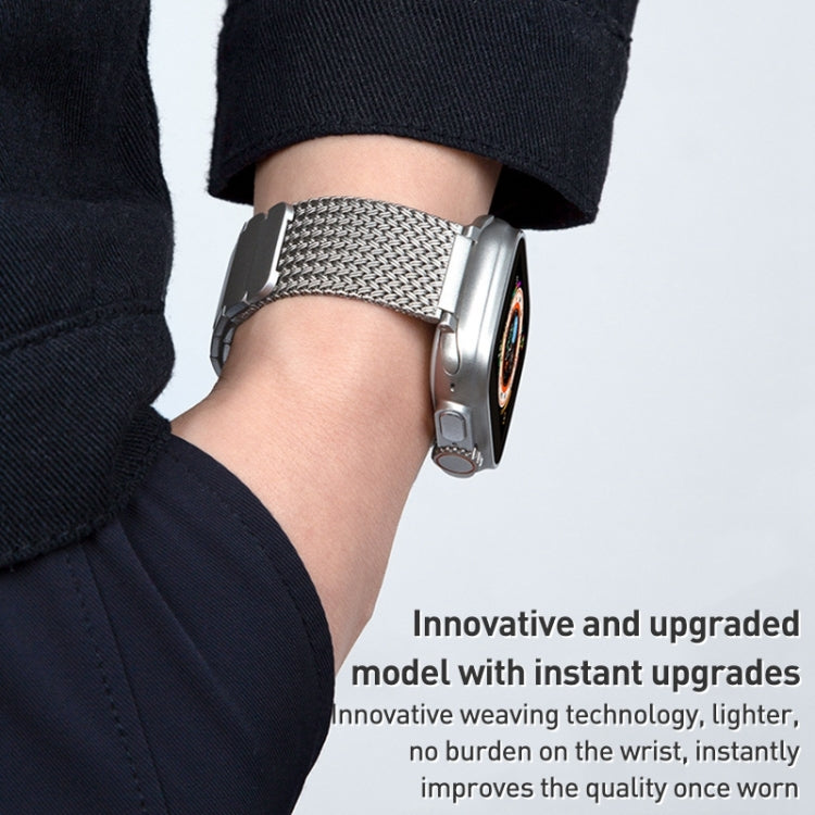 For Apple Watch Series 2 42mm Magnetic Clasp Braided Chain Stainless Steel Watch Band(Black) by buy2fix