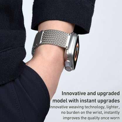 For Apple Watch Ultra 49mm Magnetic Clasp Braided Chain Stainless Steel Watch Band(Black) by buy2fix