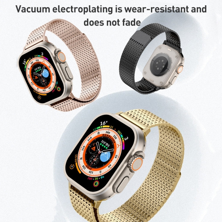 For Apple Watch Ultra 49mm Milanese Loop Magnetic Clasp Stainless Steel Watch Band(Titanium Gold) by buy2fix