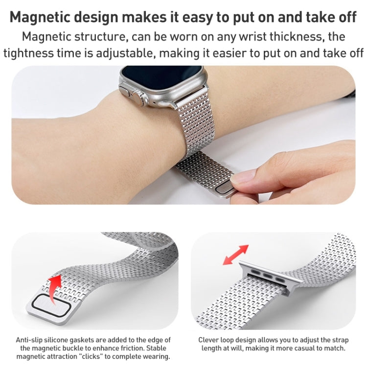For Apple Watch Ultra 49mm Milanese Loop Magnetic Clasp Stainless Steel Watch Band(Titanium Gold) by buy2fix