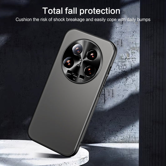 For Xiaomi 14 Ultra R-JUST RJ-61 Electroplating Frosted TPU + PC Phone Case with Holder(Grey) by R-JUST