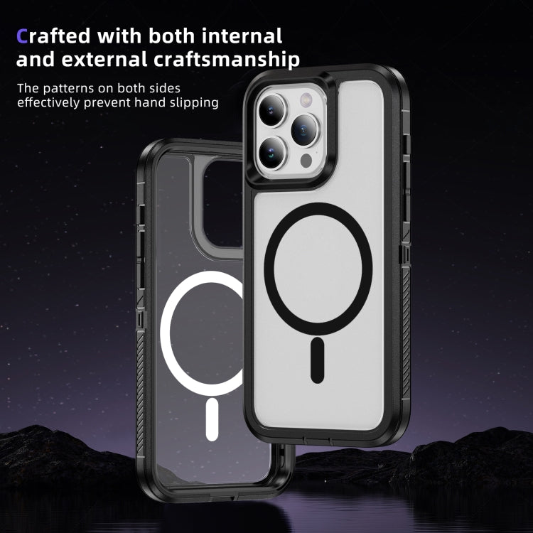 For iPhone 15 Plus / 14 Plus Guard Magsafe Magnetic Ring Matte Phone Case(Black+Transparent) - iPhone 15 Plus Cases by buy2fix | Online Shopping UK | buy2fix