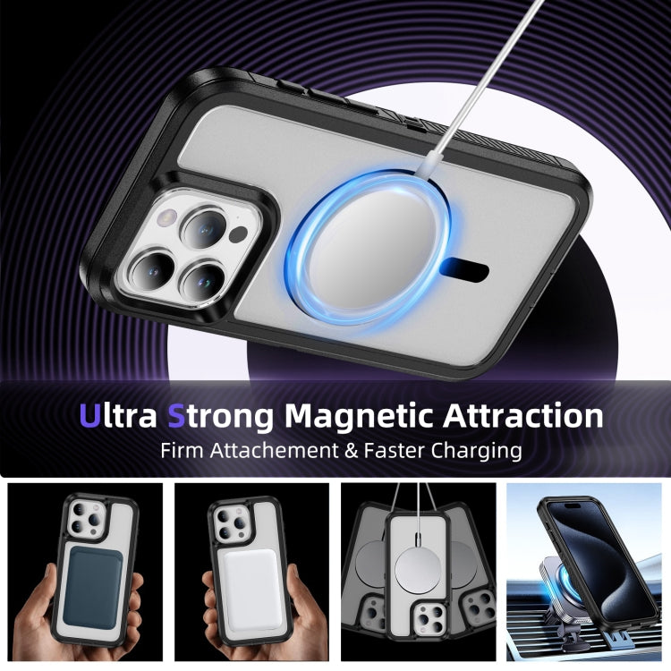 For iPhone 15 Plus / 14 Plus Guard Magsafe Magnetic Ring Matte Phone Case(Black+Transparent) - iPhone 15 Plus Cases by buy2fix | Online Shopping UK | buy2fix