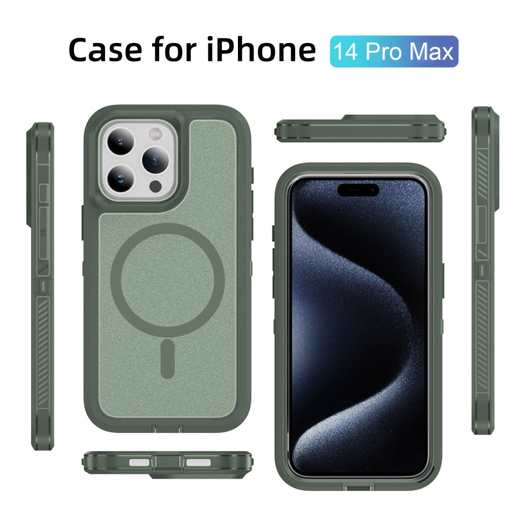 For iPhone 14 Pro Max Guard Magsafe Magnetic Ring Matte Phone Case(Green) - iPhone 14 Pro Max Cases by buy2fix | Online Shopping UK | buy2fix